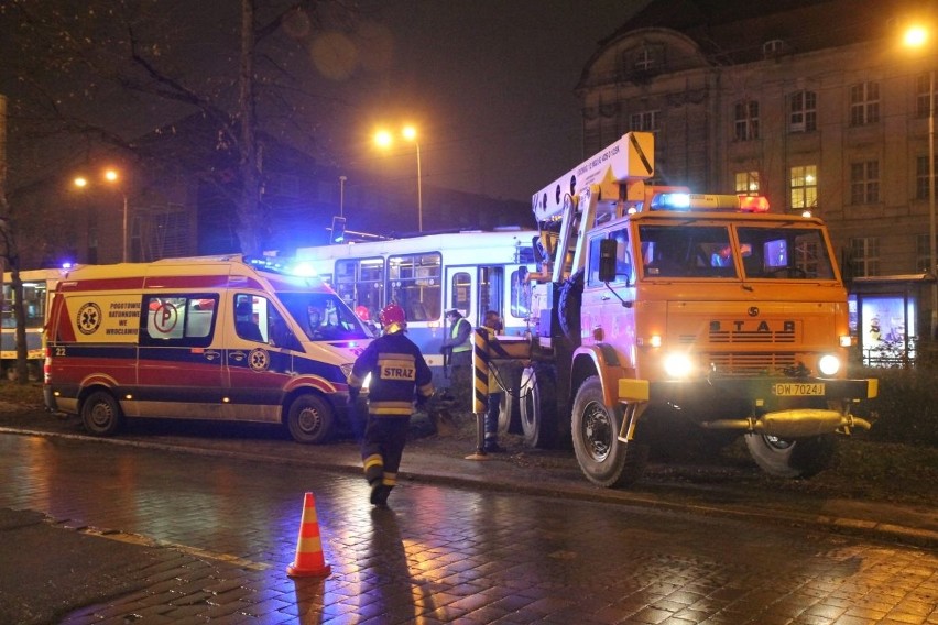 Wypadek na Powstańców Śląskich. Pieszy wpadł pod tramwaj