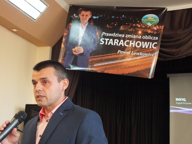 Paweł Lewkowicz, kandydat na prezydenta Starachowic podczas konwencji wyborczej SLD-Lewica Razem