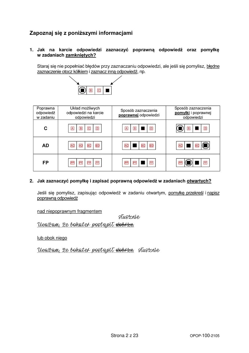 EGZAMIN ósmoklasisty 2021 polski ARKUSZ + ODPOWIEDZI