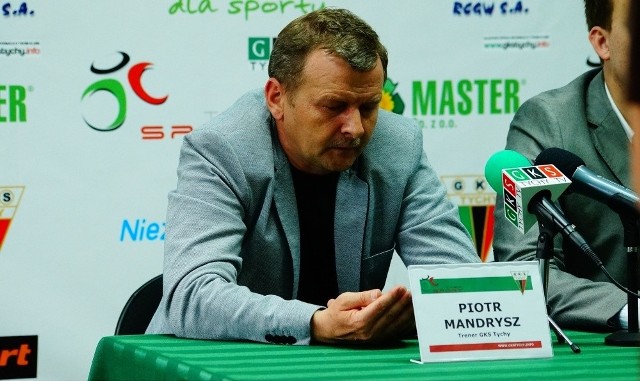 Piotr Mandrysz na konferencji prasowej po meczu z GKSem Katowice.