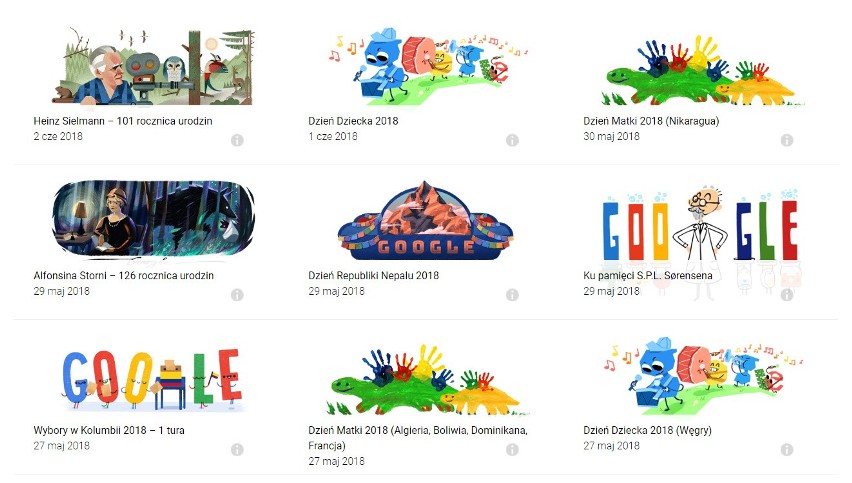 Google Doodles - wszystkie razem...