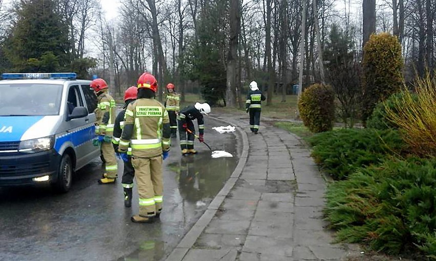 Szejkanat Nowy Sącz. Strażacy pięć godzin usuwali olej z nawierzchni ulic