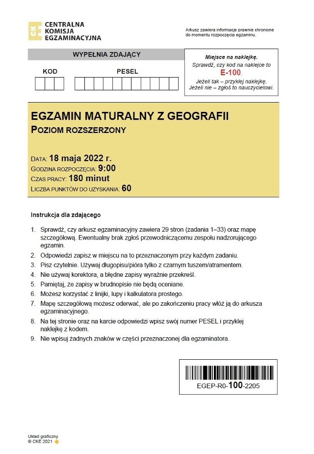 Matura 2022. Geografia. Arkusze CKE, Pytania, Odpowiedzi, Zadania. Co było na egzaminie z rozszerzonej geografii? 18.05.2022