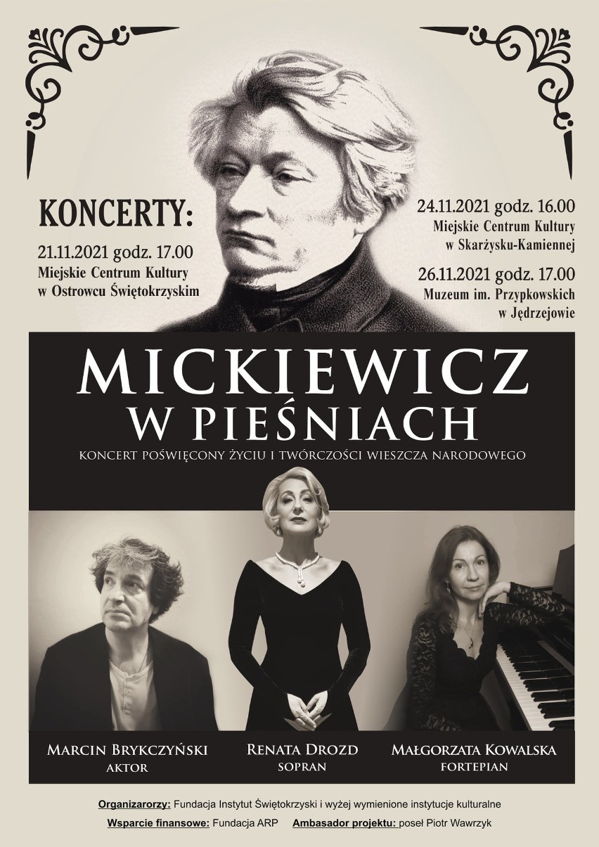 "Mickiewicz w pieśniach" z wybitnymi artystami. Przed nami koncerty w Ostrowcu, Skarżysku i Jędrzejowie