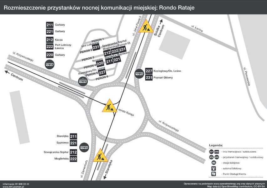 Rozmieszczenie przystanków nocnej komunikacji miejskiej:...