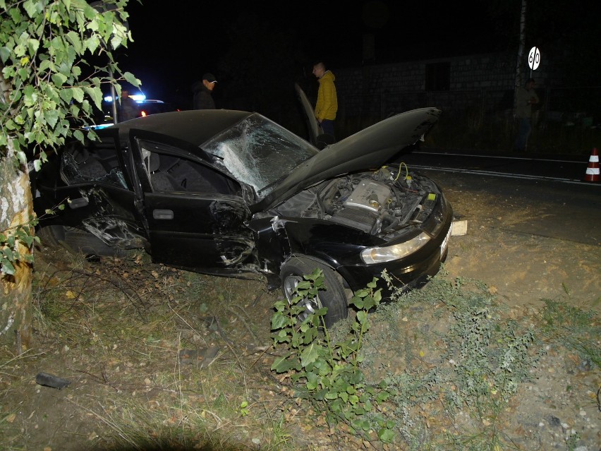 Wypadek pod Myszyńcem. Opel rozbił się na drzewie (ZDJĘCIA)