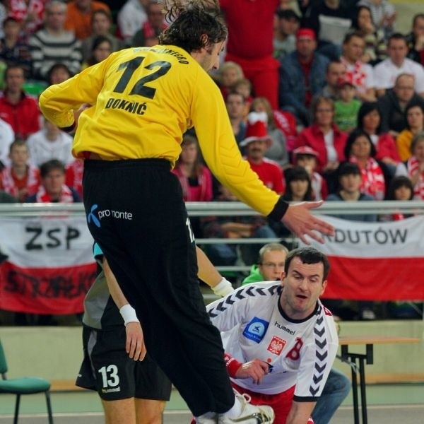 Paweł Piwko trzy razy pokonał bramkarzy drużyny Czarnogóry.