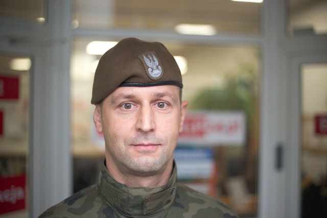 Major Bogusław Haftka, dowódca 73. batalionu lekkiej piechoty WOT w Słupsku