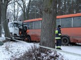 Wypadek pod Węgrzynicami. Autobus prawdopodobnie jechał za szybko 