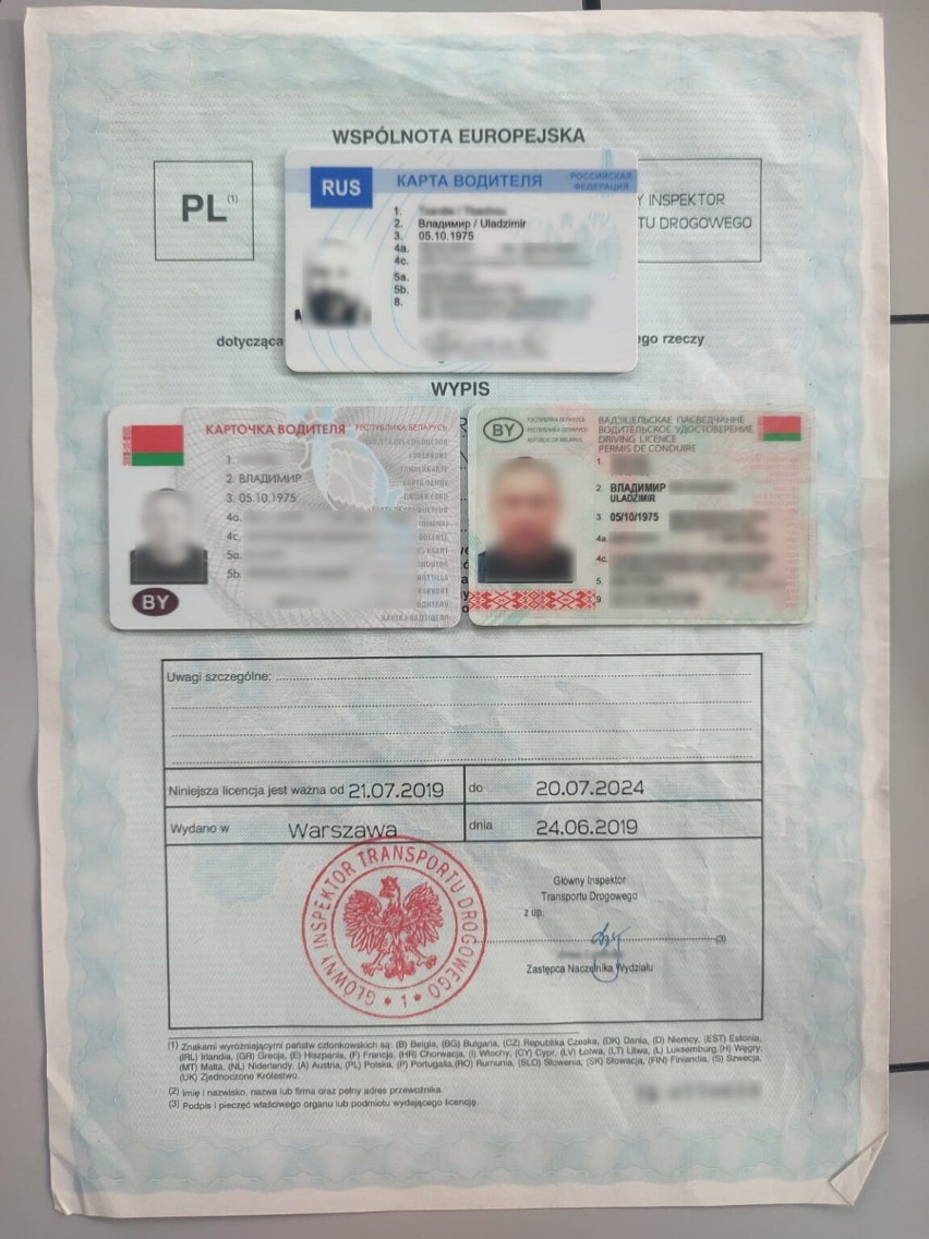 23 mandaty dla białoruskiego kierowcy za jazdę na dwóch kartach do tachografu