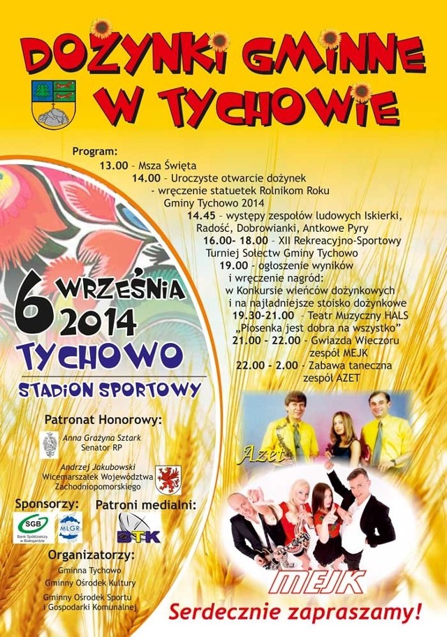 Już 6 września w Tychowie zorganizowane zostaną gminne dożynki. Na uczestników czekać będą różne atrakcje.