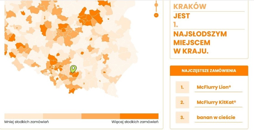 Jakie słodkości zamawia się najczęściej w powiatach Małopolski. Lista i mapa