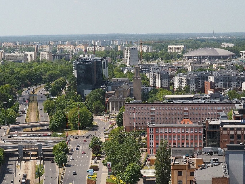 Panorama Łodzi - z tarasu widokowego na XIX piętrze Hi...