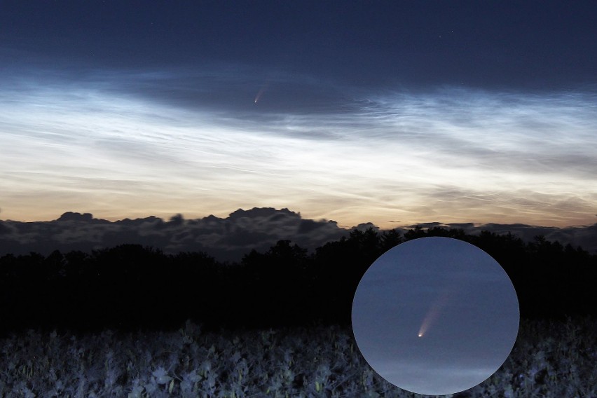 Kometa Neowise nad Zalewem Wiślanym, sfotografowana z...