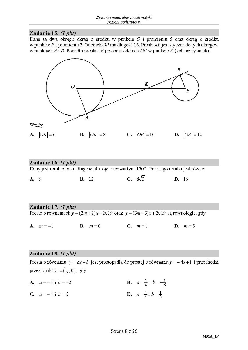 MATURA 2019: MATEMATYKA PODSTAWOWA [ODPOWIEDZI, ARKUSZE CKE,...