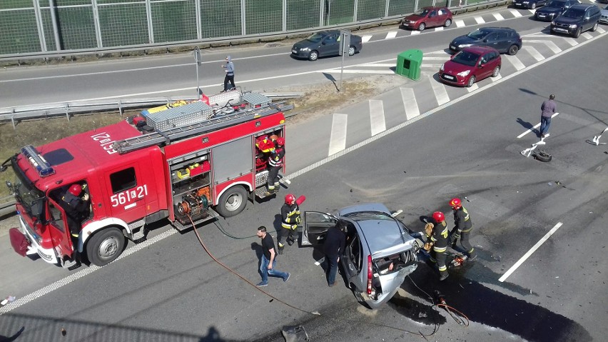 Wypadek na autostradzie A4 w Krakowie