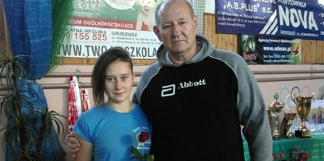 Sara Domagała z tatą i trenerem Januszem Domagałą.