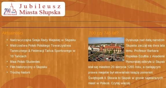 Witryna internetowa www.slupsk2010.pl