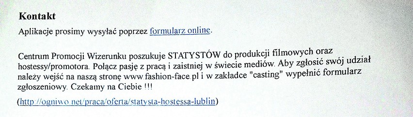 Tak wyglądała oferta, na którą dały się skusić setki młodych...