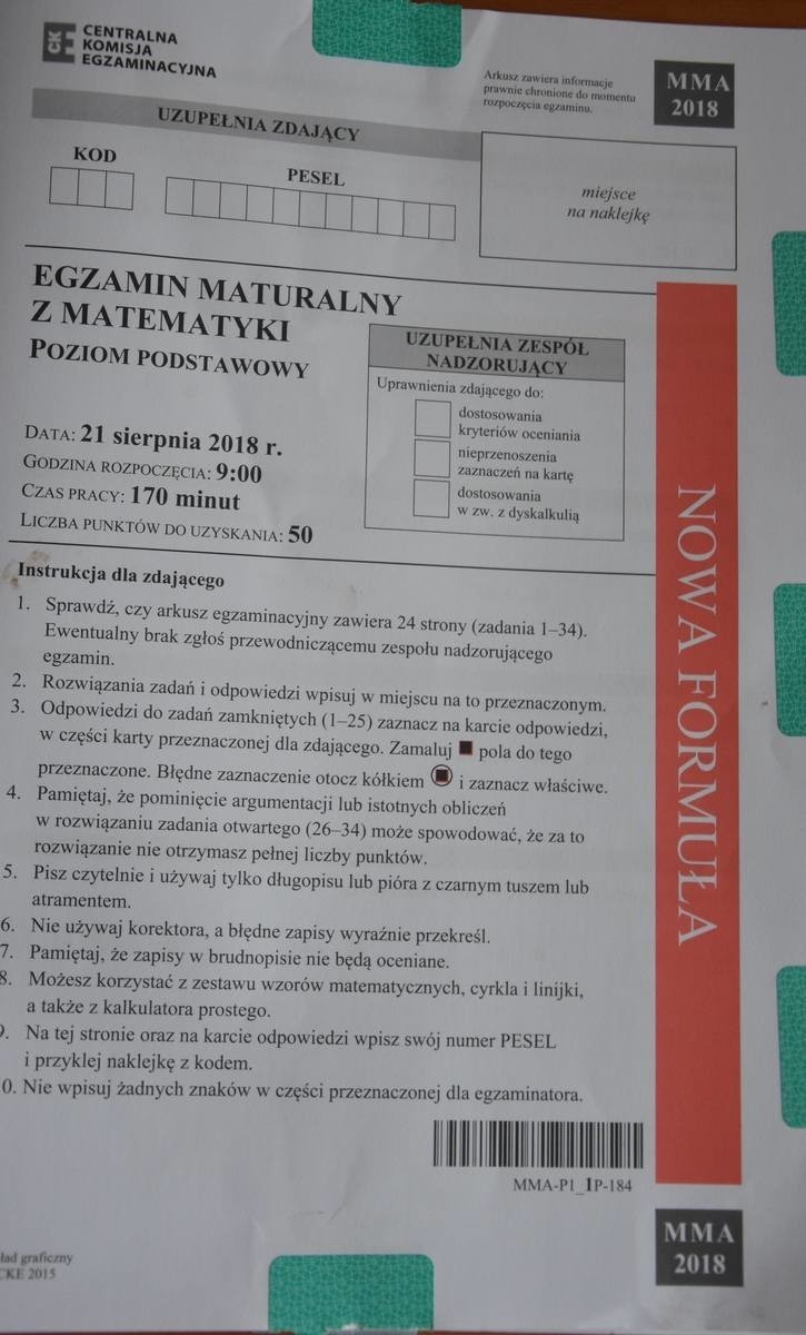 Matura poprawkowa 2018 matematyka: Odpowiedzi, arkusze CKE,...