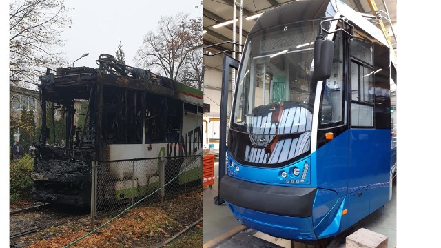 Spalony tramwaj przechodzi remont w Poznaniu