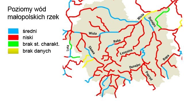 Stan wód w większości małopolskich rzek jest niski