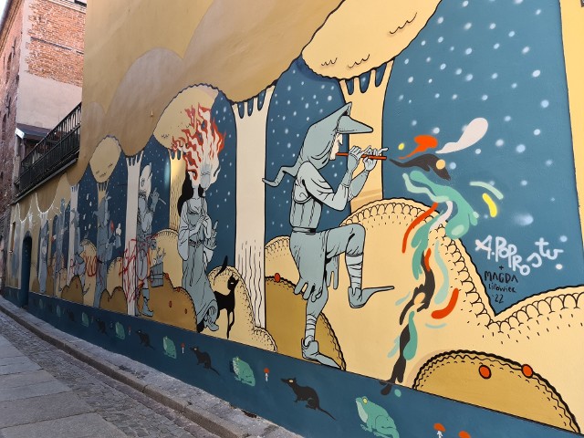 Zniszczony mural przy ul. Ciasnej