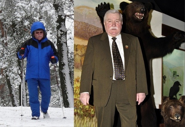 - Do Arłamowa przyjechałem zrzucić zbędne kilogramy - mówi były prezydent.  Z prawej w ustrzyckim Muzeum Przyrodniczym Bieszczadzkiego Parku Narodowego.