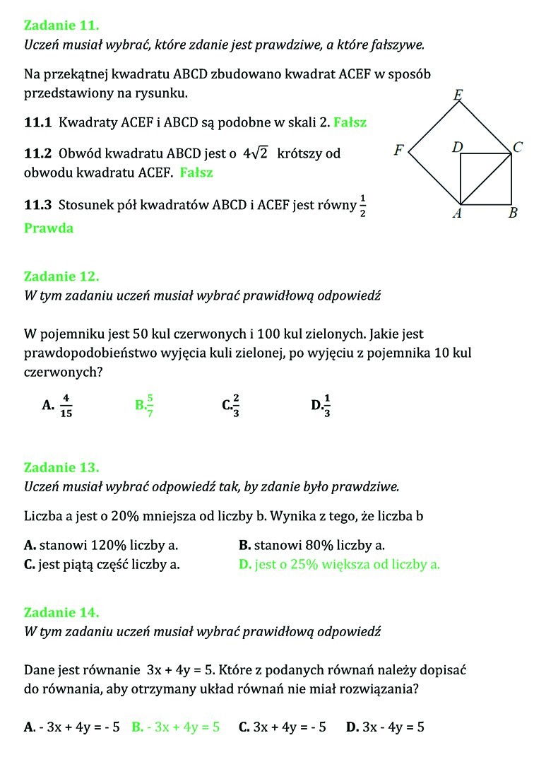 Próbny egzamin gimnazjalny 2014: Matematyka [ARKUSZE, ODPOWIEDZI]