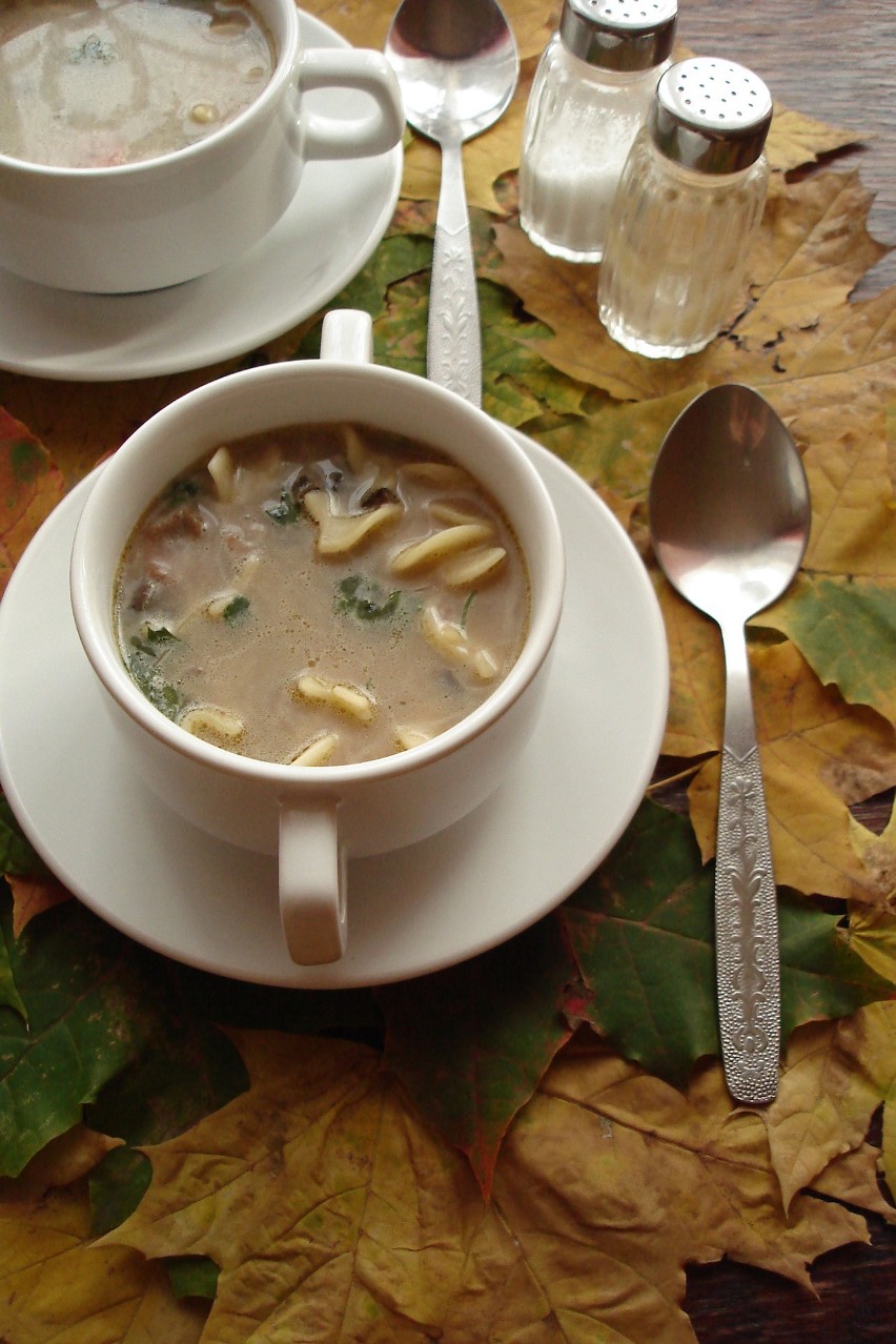 Aromatyczna jesienna zupa z suszonych grzybów.