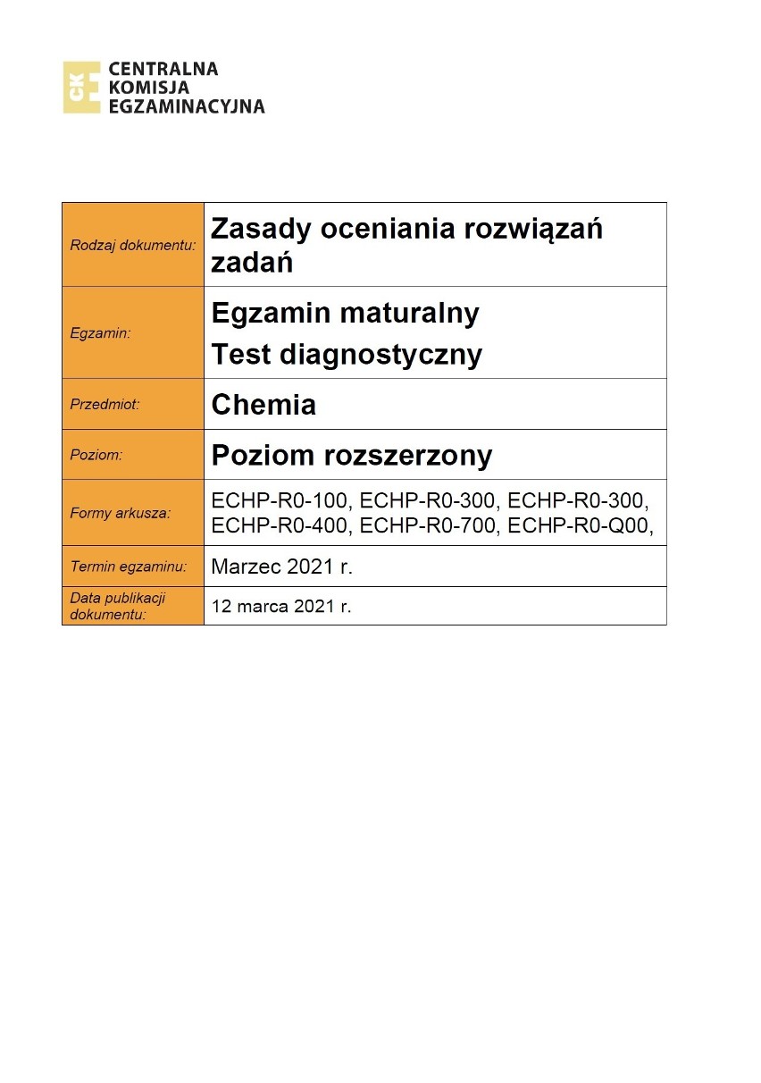 Próbna matura 2021: chemia poziom rozszerzony. ARKUSZ CKE + ODPOWIEDZI. Jaki poziom egzaminu z chemii dla maturzystów? 12.03.2021