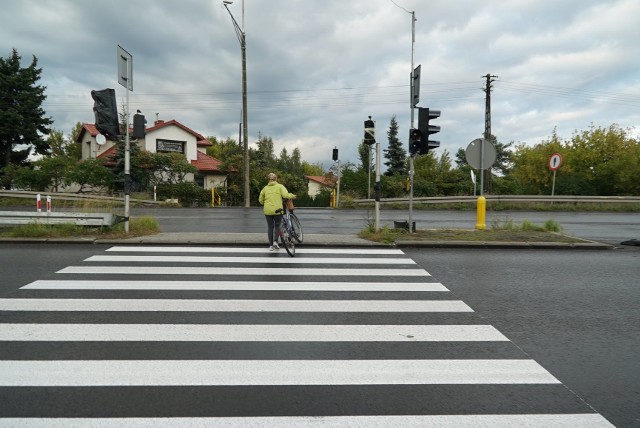 Dzięki wzbudzanej sygnalizacji świetlnej u zbiegu ulicy Targowej i krajowej siódemki piesi mogą przejść bezpiecznie przez jezdnię.