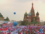 Obchody Święta Pracy w Rosji. Wielki 1-majowy pochód na ulicach Moskwy [wideo]