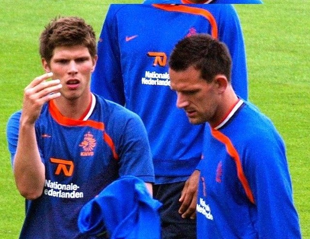 Czołowi piłkarze reprezentacji Holandii Klaas-Jan Huntelaar i Jan Vennegoor of Hesselink.