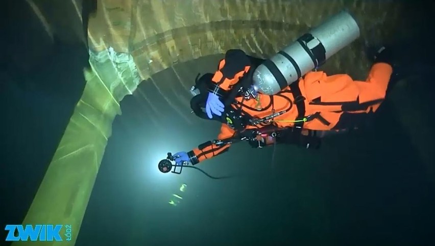 Nurek w podwodnej łódzkiej katedrze - zbiorniku na Stokach [FILM]