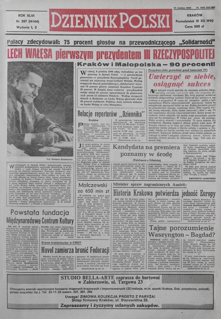 10 grudnia 1990 roku „Dziennik Polski” informował na...