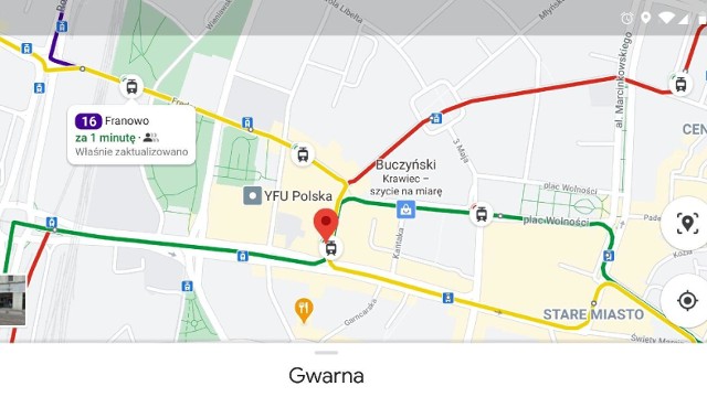 Na mapach Google można już sprawdzać realny czas przejazdu autobusów i tramwajów w Poznaniu.