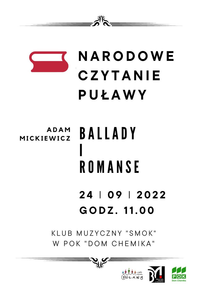 Puławy przeczytają "Ballady i Romanse" Mickiewicza