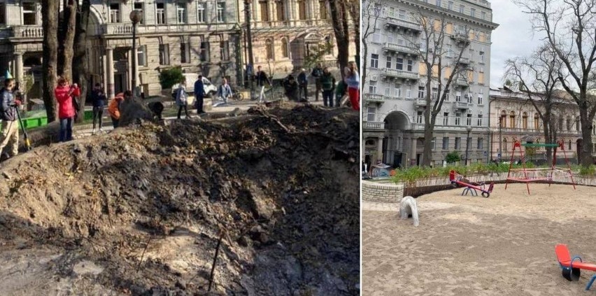 Rosyjskie bomby spadają nawet na place zabaw, na których w...