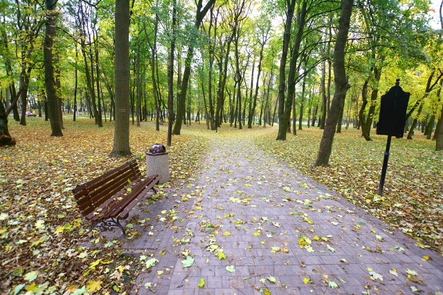 Jesień w Parku Zdrojowym w Busku-Zdroju. Czwartek, 21 października 2021. >>>Więcej na kolejnych zdjęciach