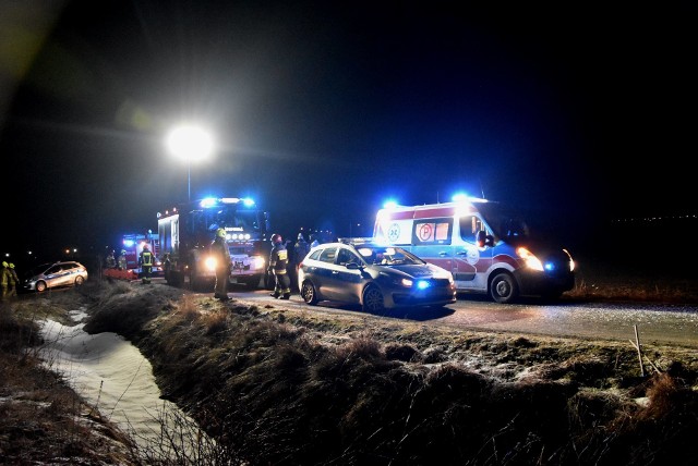 Samochód uderzył w drzewo w gminie Malbork 5.03.2021. Jechało 5 osób, cztery zostały ranne i trafiły do szpitali