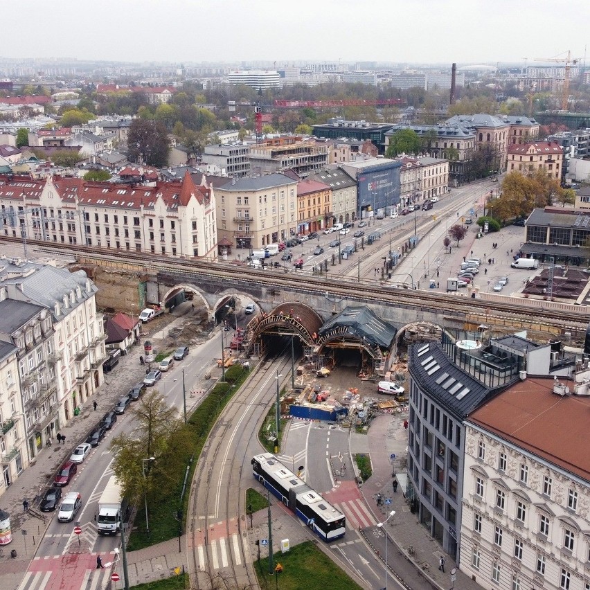 Kraków. Przygotowują się do betonowania wiaduktu na Grzegórzkach [ZDJĘCIA]
