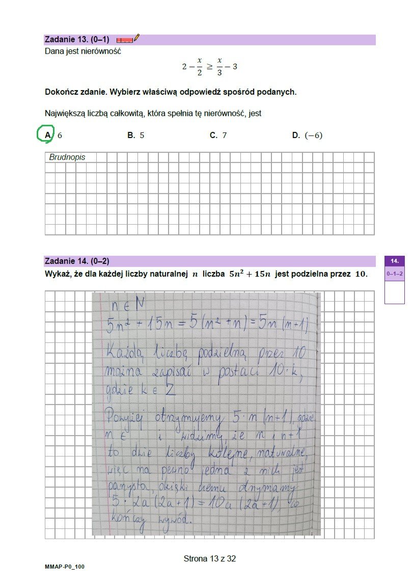 Arkusz maturalny i odpowiedzi z matematyki - matura próbna poziom