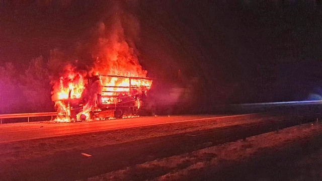 Pożar ciężarówki na A4