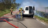 Pożar samochodu na trasie Tuchomie-Modrzejewo