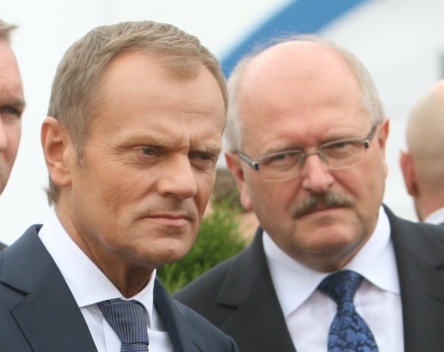 Donald Tusk i Piotr Uszok spotkali się podczas targów górniczych w Katowicach