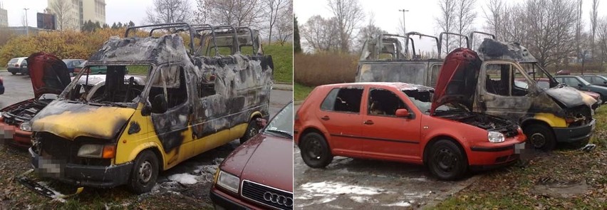 Samochody w płomieniach. Pożar na parkingu przy Jana Pawła II 