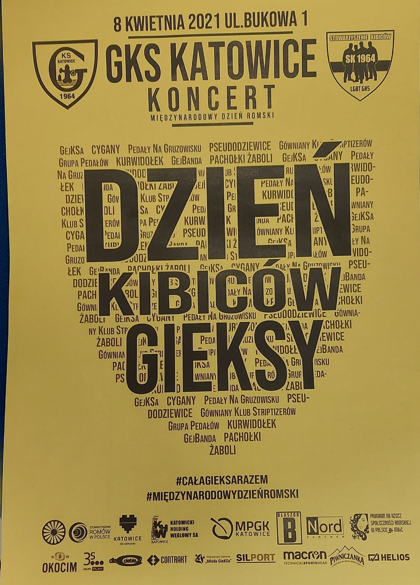 8.04.2021 r. Prowokacyjny plakat kibiców Ruchu Chorzów z...