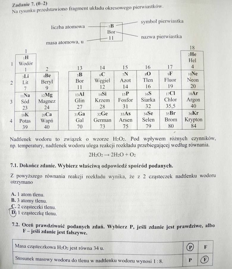 Egzamin gimnazjalny 2016 część przyrodnicza - odpowiedzi