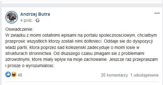 Wpisy Andrzeja Butry w internecie.